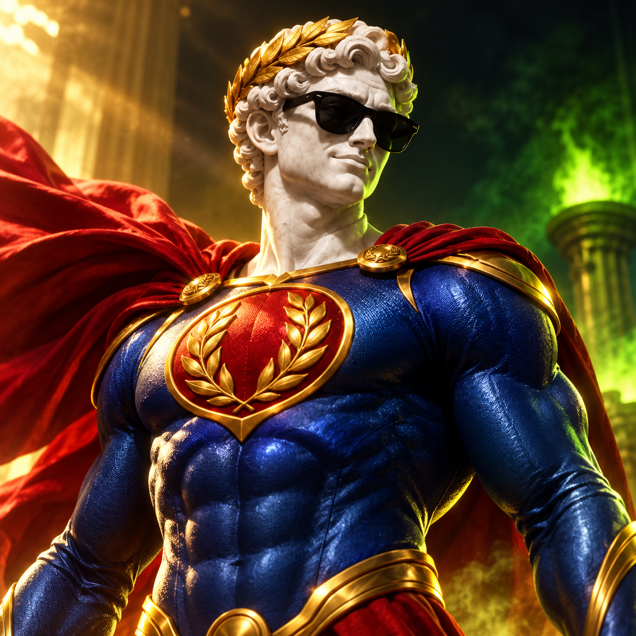 Illustrated Super Boner superhero character
